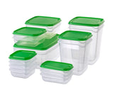 IKEA PRUTA Food Container, Set of 17, Transparent,Green FREE SHIPPING